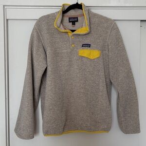 NWOT Patagonia Snap-T Pullover Fleece Oatmeal and Yellow, Size Medium